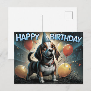 Carte Postale Happy Birthday 2026 Postcards Dog -9