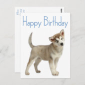 Carte Postale Happy Birthday Alaskan Malamute Puppy Dog (Devant / Derrière)
