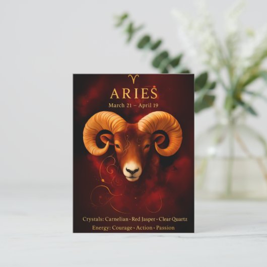Carte Postale Happy Birthday Aries | Birthstone Post Card (Debout devant)