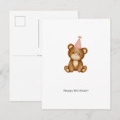 Carte Postale Happy Birthday Cute Bear Card (Devant / Derrière)
