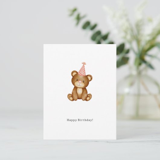Carte Postale Happy Birthday Cute Bear Card (Debout devant)