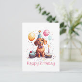 Carte Postale Happy Birthday Dachshund Dog  (Debout devant)