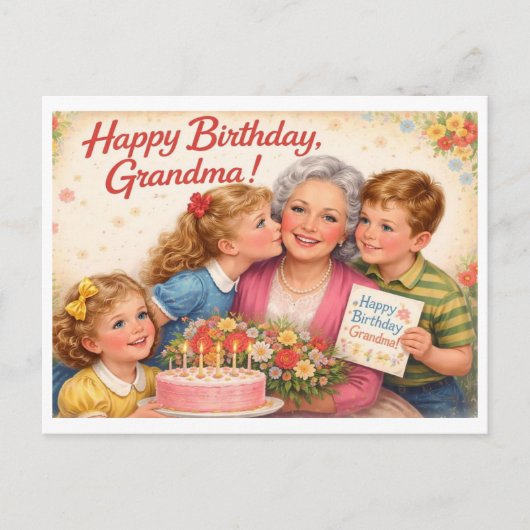 Carte Postale Happy birthday Grandma (Devant)