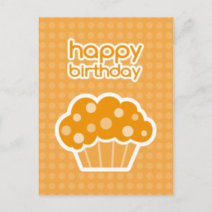 Carte Postale happy birthday orange cupcake post-