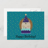 Carte postale Happy Birthday Party Hedgehog (Devant / Derrière)