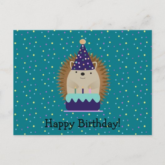 Carte postale Happy Birthday Party Hedgehog (Devant)