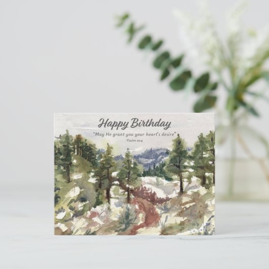 Carte Postale Happy Birthday Psalm 20 Scripture Bible Desert  (Debout devant)