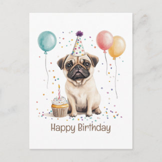 Carte Postale Happy Birthday Pug Dog