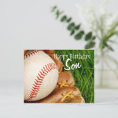 Carte Postale Happy Birthday Son Baseball with Mitt (Debout devant)