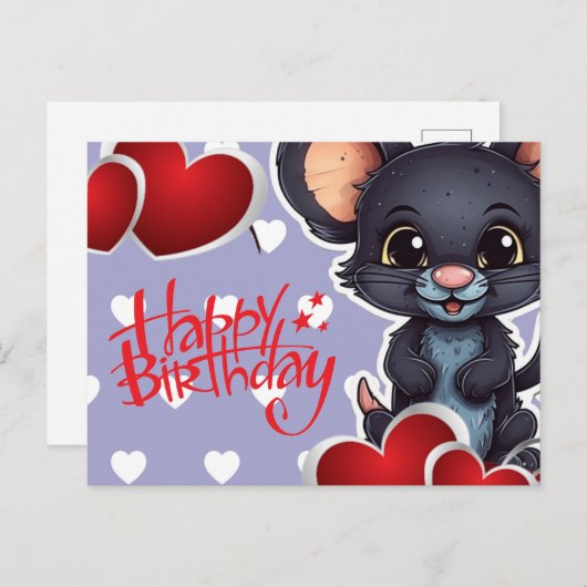 Carte Postale Happy birthday! souris (Devant / Derrière)