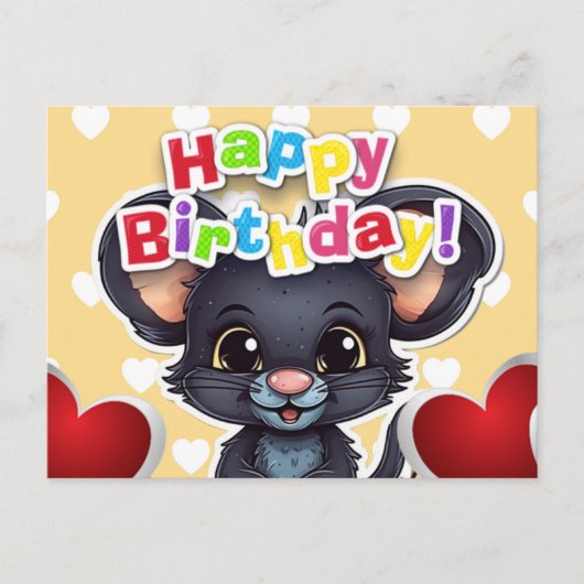 Carte Postale Happy birthday! souris (Devant)