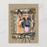 Carte Postale Happy Birthday - Stone Paws - German Shepherd<br><div class="desc">What could say Happy Birthday better than this German Shepherd Dog helping you to celebrate! How would you enjoy a day with your friends and their fur-babies? Have a fun day and earn a FREE Gift! Pick a date and an area at your home where I can set up a...</div>