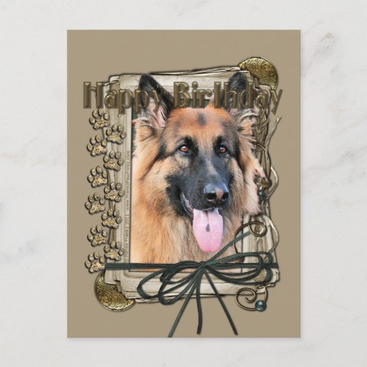 Carte Postale Happy Birthday - Stone Paws - German Shepherd (Devant)