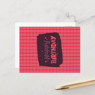 Carte Postale Happy Birthday Vertical Stringed Ornaments Pink