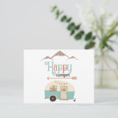 Carte Postale Happy Camper Cute Retro RV (Debout devant)