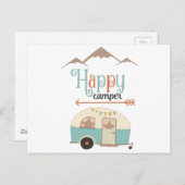 Carte Postale Happy Camper Cute Retro RV (Devant / Derrière)