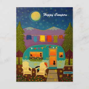 Carte Postale Happy Campers Trailer Arrière - plan