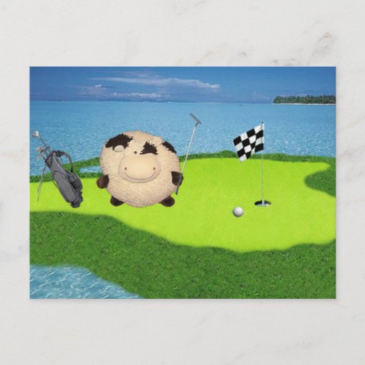 Carte Postale Happy Cow Golf Sport (Devant)