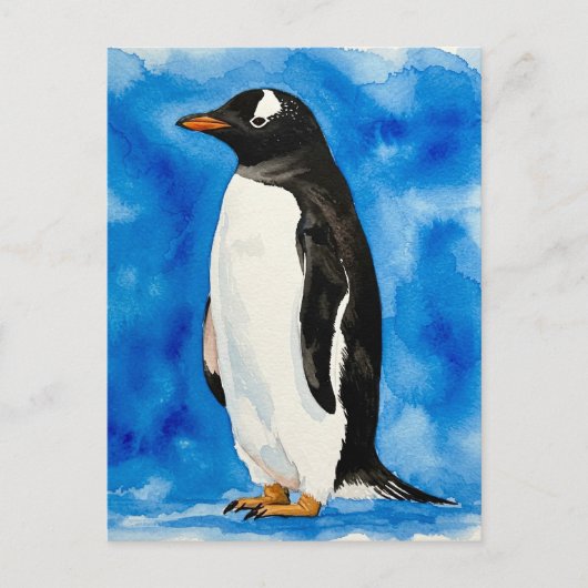 Carte postale Happy Cute Penguin Watercolor (Devant)