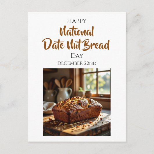 Carte Postale Happy Date Nut Bread Day | December 22nd (Devant)
