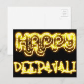 Carte Postale Happy Deepavali Neon Gold Diwali Lights Typographi (Devant / Derrière)