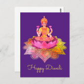 Carte Postale Happy Diwali - Deepalavi Lakshmi Goddess 4 (Devant / Derrière)