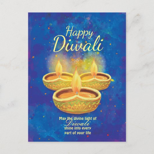 Carte Postale Happy Diwali illuminating candles greeting (Devant)