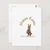 Carte Postale Happy Easter brown bunny with eggs love add name  (Devant / Derrière)