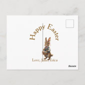 Carte Postale Happy Easter brown bunny with eggs love add name  (Dos)