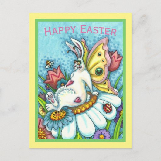 CARTE POSTALE HAPPY EASTER FLUTTERBUN RABBIT, FUNNY BUNNY FAIRY (Devant)