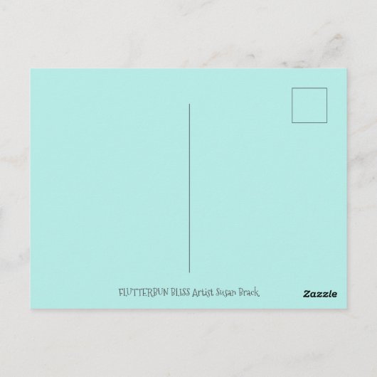 CARTE POSTALE HAPPY EASTER FLUTTERBUN RABBIT, FUNNY BUNNY FAIRY (Dos)