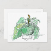 Carte Postale Happy Fall Green Fruit Feuille Aquarelle (Devant / Derrière)
