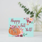 Carte Postale Happy Fall Y'all Citrouille (Debout devant)