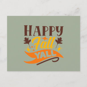 Carte Postale Happy Fall Y'all word art 