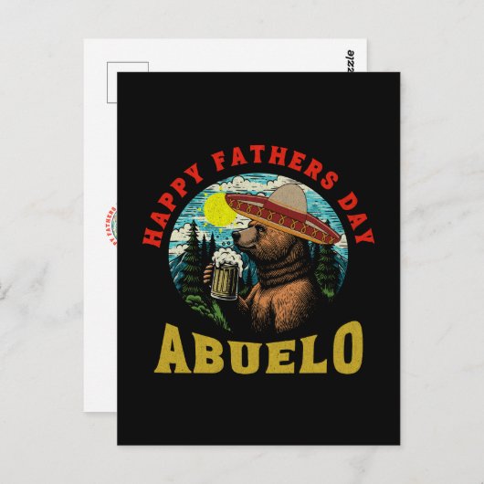Carte Postale Happy Father's Day Abuelo Beer Mug Bear Sombrero (Devant / Derrière)