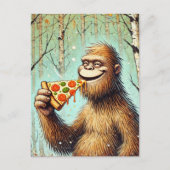 Carte Postale Happy Funny Sasquatch et la pizza (Devant)
