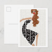 Carte postale Happy Girl Dancing Black White (Devant / Derrière)