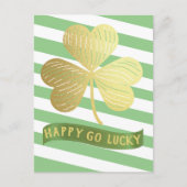Carte Postale Happy Go Lucky Gold Shamrock St Patrick's Day (Devant)