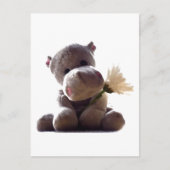 Carte Postale Happy Grey Hippo tenant Daisy, mignonne Love Photo (Devant)