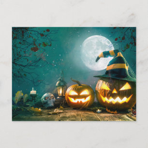 Carte Postale Happy Halloween Art drôle Jack-o'-lantern Hallowee