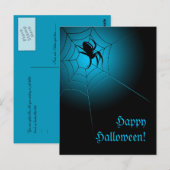 Carte Postale Happy Halloween Black Spider sur le Web (Devant / Derrière)