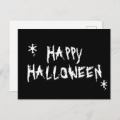 Carte Postale Happy Halloween blanc et noir éffrayant effroi (Devant / Derrière)