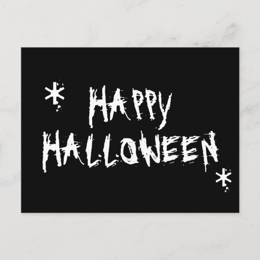 Carte Postale Happy Halloween blanc et noir éffrayant effroi (Devant)
