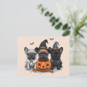 Carte Postale Happy Halloween Bulldogs français (Debout devant)