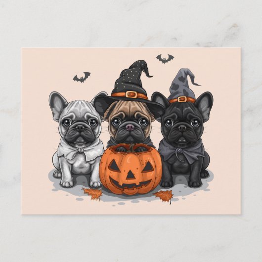 Carte Postale Happy Halloween Bulldogs français (Devant)