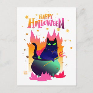 Carte Postale Happy Halloween Cat Vinsant