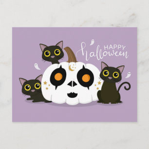 Carte Postale Happy Halloween Celtic Citrouille et Black Cats
