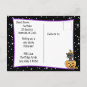 Carte Postale Happy Halloween Chat blanc et souris mignonne (Dos)