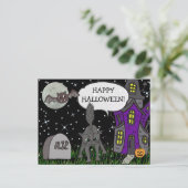 Carte Postale Happy Halloween Chat noir (Debout devant)