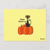 Carte Postale Happy Halloween, chat noir/citrouille, (Dos)